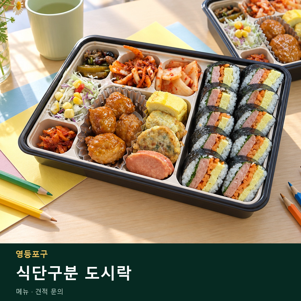 영등포구 식단구분 도시락 메뉴와 주문 목적 안내 이미지