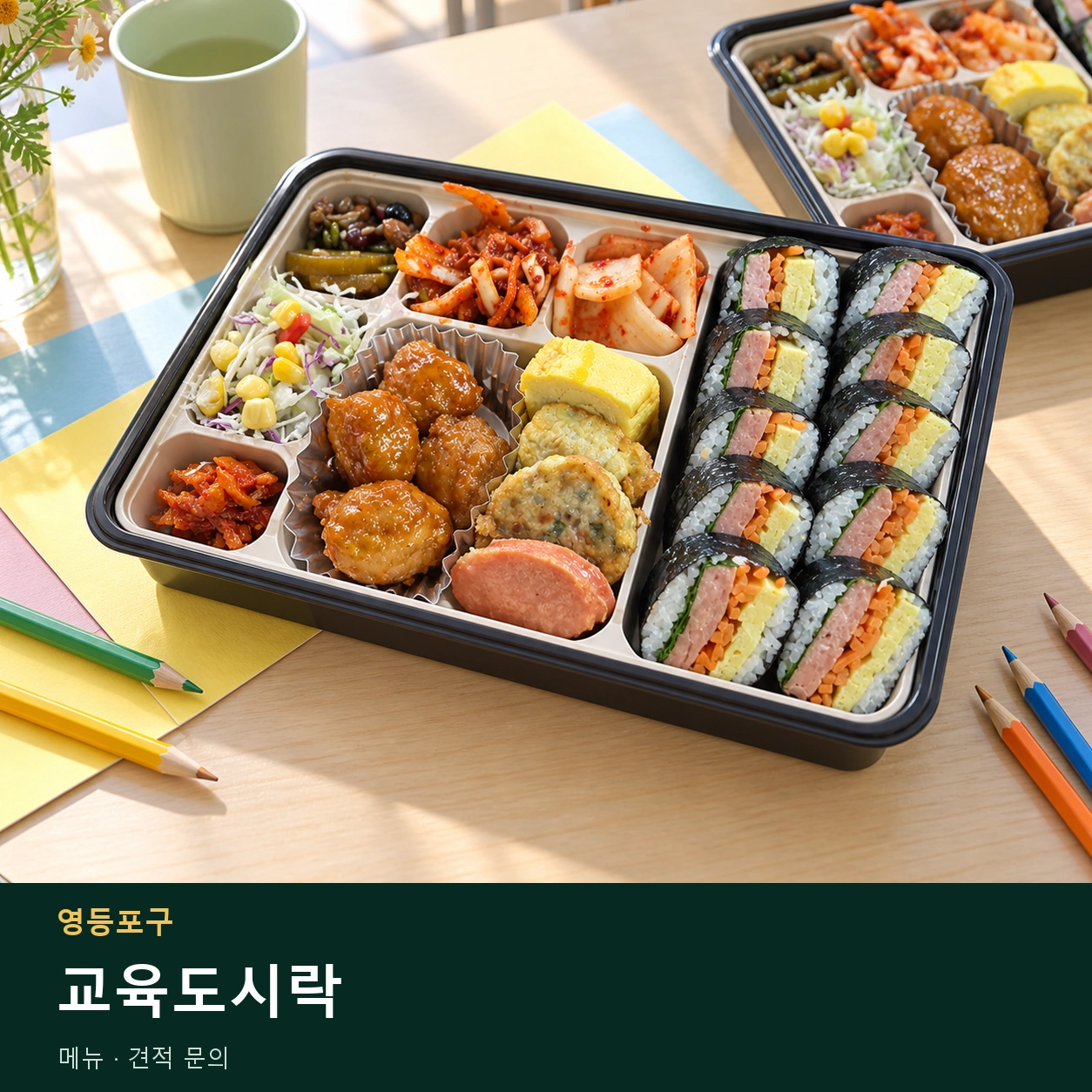 영등포구 교육도시락 메뉴와 주문 목적 안내 이미지